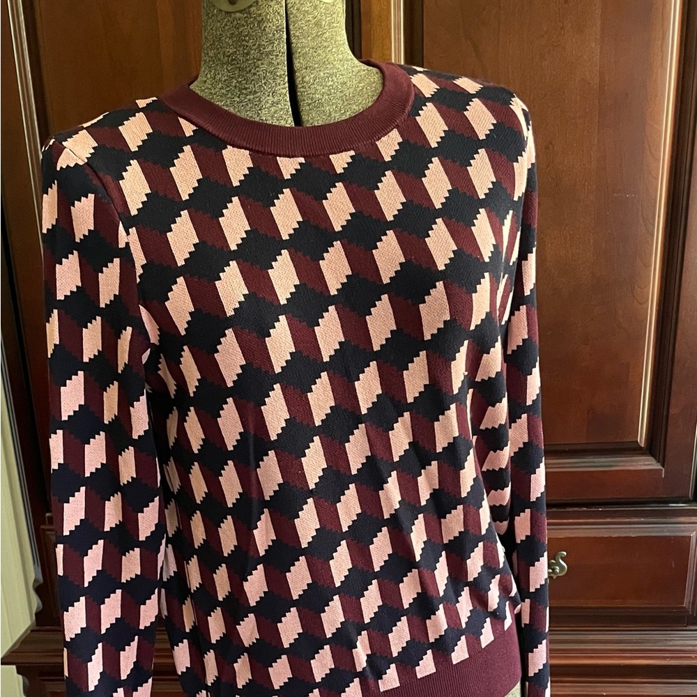 Ann Taylor Sweater with navy and burgundy colors.